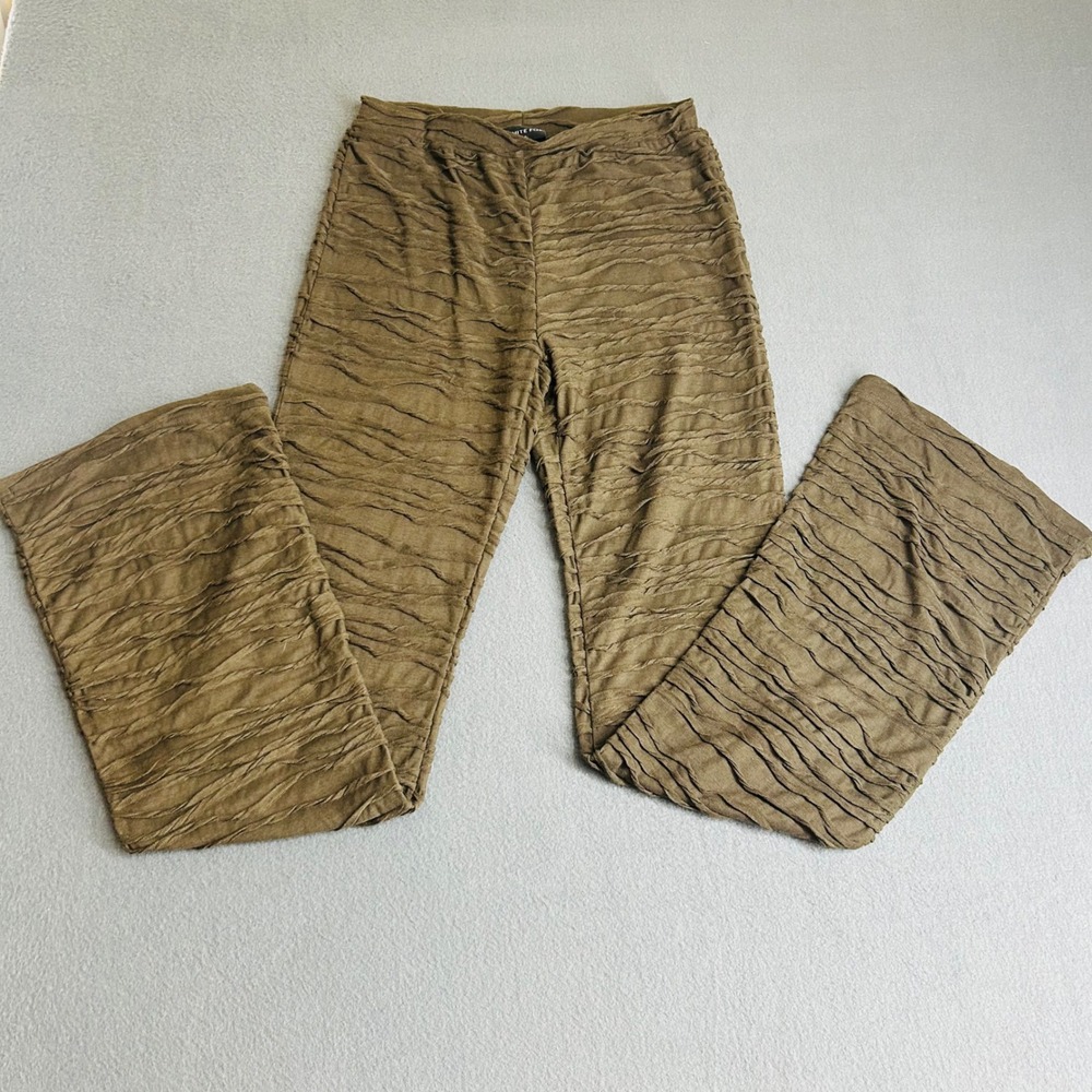 White‎ Fox Pants Womens Medium Chocolate It's Settled Flare Textured Crinkle NEW